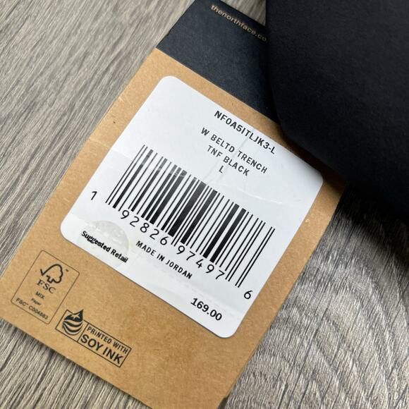 The North Face Trench Coat Size Large Womens Black Belted $169 - Picture 11 of 11